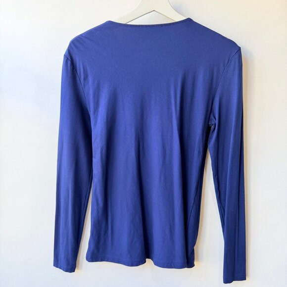 MM Lafleur The Octavia Top Regent Blue V Neck Crossover Women’s Size S A143 - Picture 3 of 6